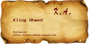 Kling Ahmed névjegykártya